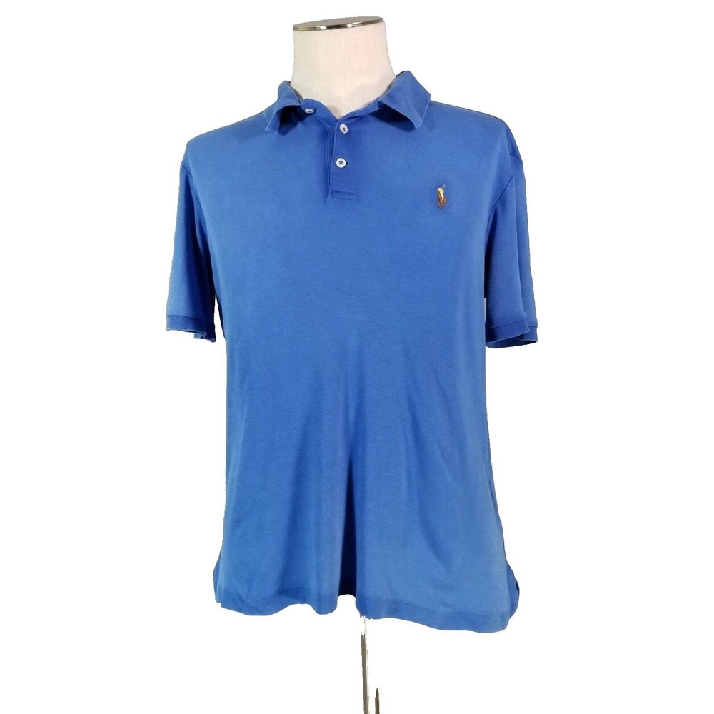 Polo Ralph Lauren shirt men's medium blue short sleeve cotton preppy retro